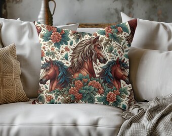 Equestrian Pillow: Rustic Horse Decor, Double-Sided Print