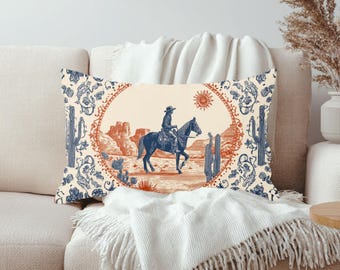 Western Cowboy Lumbar Pillow: Double-Sided Vintage Decor