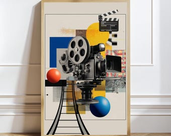 Retro Film Camera Wall art | Movie Reel Art Print