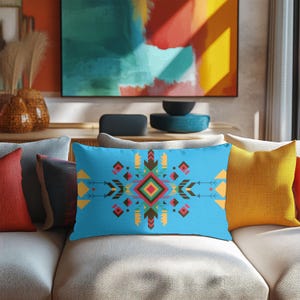 Lumbar Pillow, Tribal Accent design, size 20&quot; by 14&quot; double sided print
