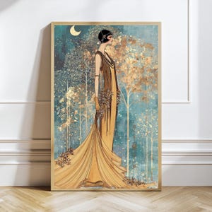 Art-Deco-Hochzeitskleid-Modezeichnung von Paul Poiret aus den 1920er Jahren von Erte