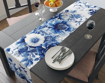 Runner da tavolo / Decorazione blu e bianca