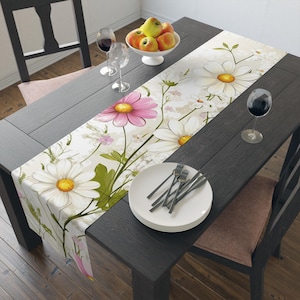 Floral Table Runner: Spring Daisy Decor, Polyester or Cotton