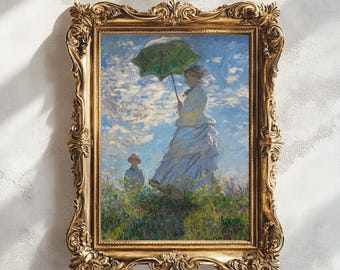 クロード・モネ：日傘を差す女性—モネ夫人とその息子（1875年