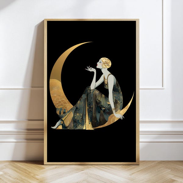 Impression giclée Art déco Croissant de Lune