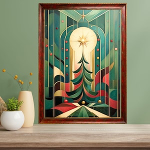 Canvas Wall Art - Art Deco Vintage Christmas