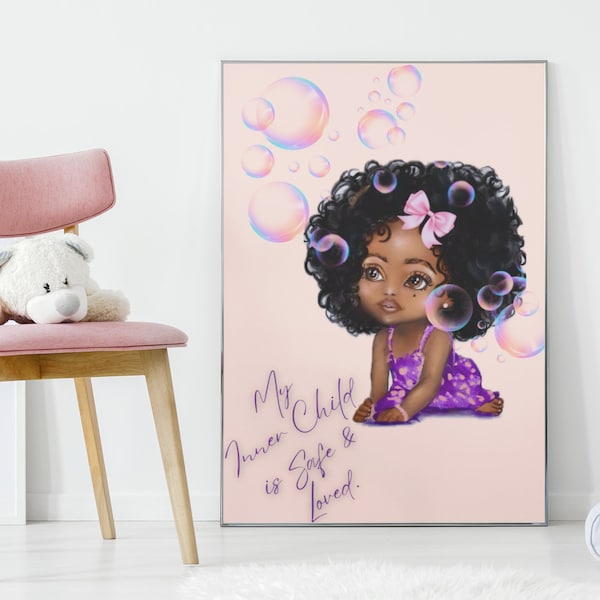 Print Art, Black Girl Magic Art Prints, Quantum Healing Energy, Daily Reminder Affirmation, Pink