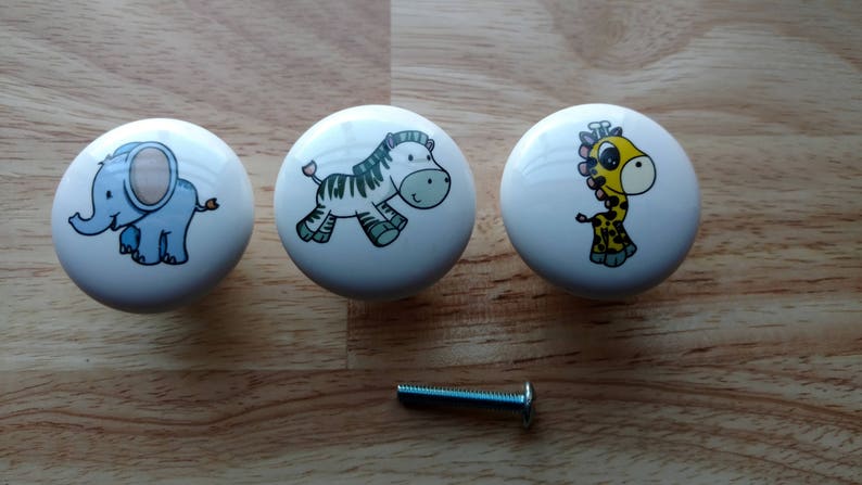 Baby Zebra Giraffe Elephant Ceramic Cabinet Drawer Knobs Etsy