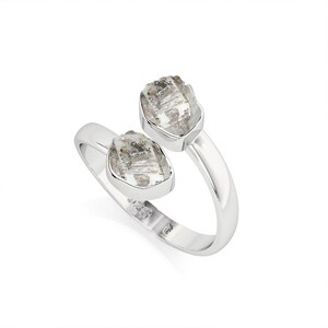 Natural Rough Petroleum Quartz Rings in Sterling Silver for Women, April Birthstone Jewelry Gift for her Birthday, Anniversary, Christmas