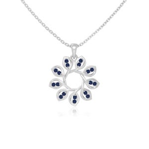 Blue Sapphire Flower Pendant Necklace for Women, Silver/Gold Vermeil Jewelry Gifts