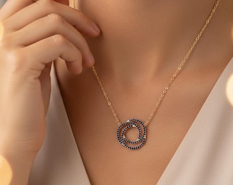 Blue Sapphire Infinity Knot Pendant Necklace for Women, Silver/Gold Vermeil Jewelry