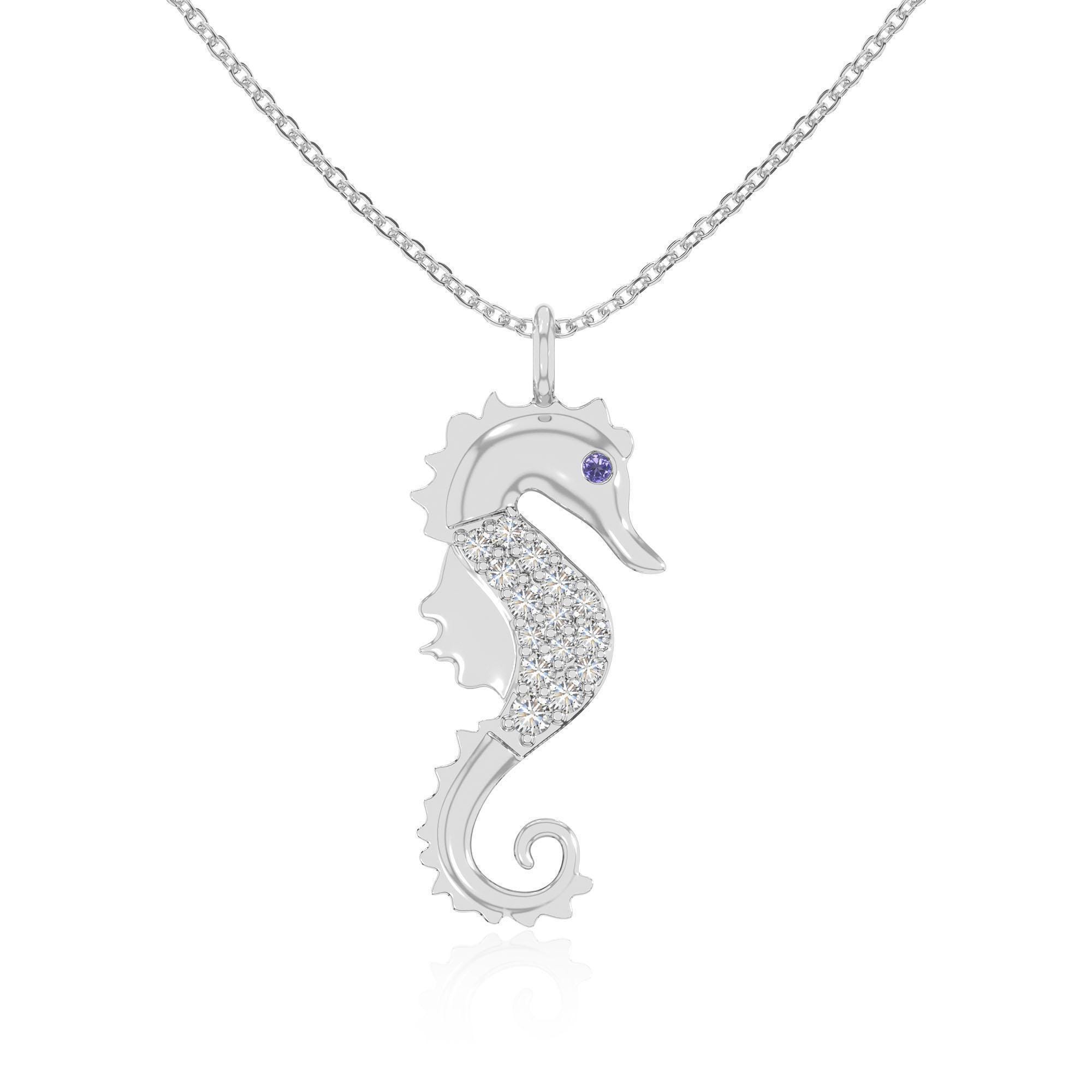 Collier Sautoir Pendentif Hippocampe En Fimo Multicolore - Chaîne Argentée - Neuf