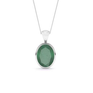 Natural Emerald Pendant Necklace for Women in Sterling Silver with 18&quot; Chain, May Birthstone Jewelry Gifts for Her Birthday Anniversary