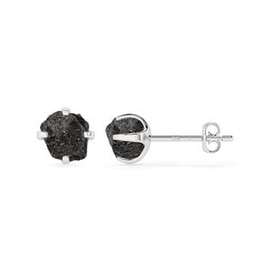 Raw Shungite Stud Earrings: Minimalist Sterling Silver Gemstone Jewelry