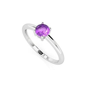 Natural Amethyst Sterling Silver Ring - February Birthstone