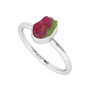Raw Ruby Zoisite Sterling Silver Ring - July Birthstone Jewelry