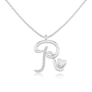 Moissanite Initial-R Pendant Necklace for Women, Silver/Gold Vermeil Jewelry Gifts