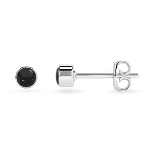 Black Onyx Sterling Silver Stud Earrings: Minimalist Gemstone Jewelry