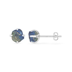 Raw Azurite Malachite Stud Earrings: Sterling Silver Gemstone Posts