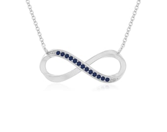 Blue Sapphire Infinity Pendant Necklace for Women, Silver/Gold Vermeil Jewelry Gifts