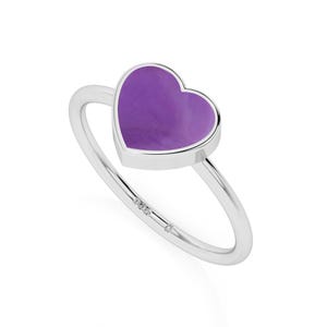Heart Amethyst Ring: Sterling Silver February Birthstone