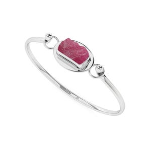 Natural Rough Ruby Cuff Bracelets for Women, July Birthstone Silver Jewelry Gifts for Her Birthday, Anniversary, Christmas