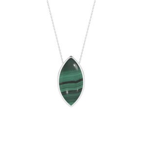 Natural Malachite Slider Pendant Necklace for Women, May Birthstone Silver Jewelry Gifts for Her Birthday, Anniversary,Christmas, Valentines