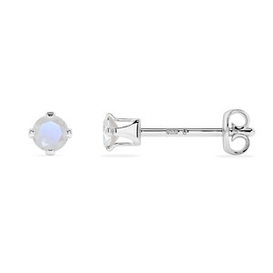 Natural Round Rainbow Moonstone Stud Earrings, Gemstone Minimalist Dainty Silver Post Earrings, June Birthstone Jewelry Gifts for Her