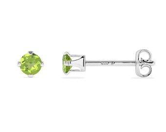 Natural Round Peridot Stud Earrings, Gemstone Minimalist Dainty Silver Post Earrings, August Birthstone Jewelry Gifts for Her Birthday