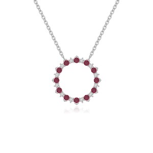 Natural Ruby Sun Pendant Necklace For Women , SIlver/Gold Vermeil Jewelry Gifts
