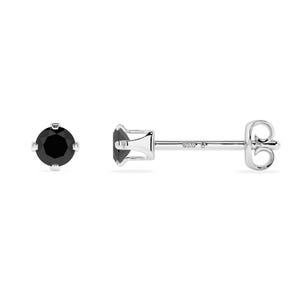 Natural Round Black Spinel Stud Earrings, Gemstone Minimalist Dainty Silver Post Earrings, August Birthstone Jewelry Gifts for Her Birthday