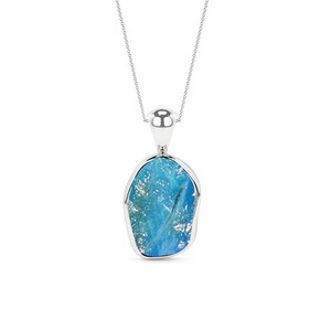 Natural Peruvian Opal Rough Shape Pendant Necklace for Women, Sterling Silver, October Birthstone Jewelry, Anniversary, Christmas