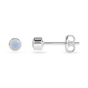 Natural Round Rainbow Moonstone Silver Stud Earrings, Gemstone Minimalist Dainty Post Earrings, June Birthstone Jewelry Gifts for Her