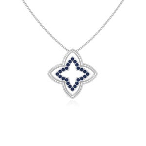 Blue Sapphire Flower Pendant Necklace: Sterling Silver, September Birthstone