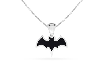 Natural Black Tourmaline Bat Shape Necklaces for Women, October Birthstone Silver Jewelry Gifts for Her Birthday, Anniversary, Christmas