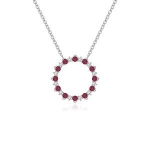 Natural Ruby Sun Pendant Necklace For Women , SIlver/Gold Vermeil Jewelry Gifts