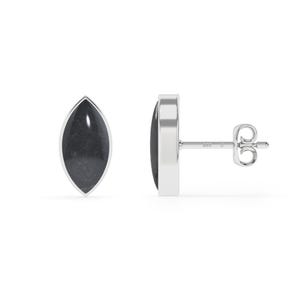 Natural Shungite Stud Earrings, Marquise/Oval/Pear Shape Gemstone Dainty Silver Earrings, Jewelry Gift for Her Birthday, Anniversary,