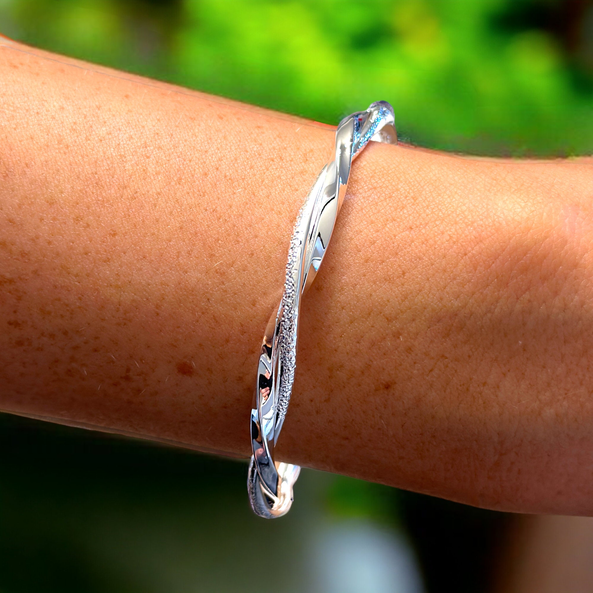 925 Silver Twisted Silver Bangle | Two Strand Silver 925 Silver Twisted Silver Bangle | Two Strand Silver