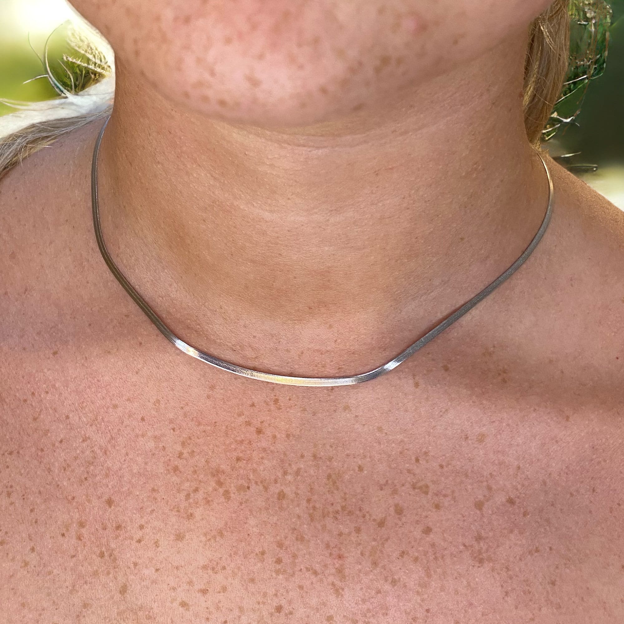 14K Gold Plated Herringbone Choker Necklace - 14.5" Snake Chain With 2" Extender, Minimalist Layered Jewelry Gift 13 thumbnail image
