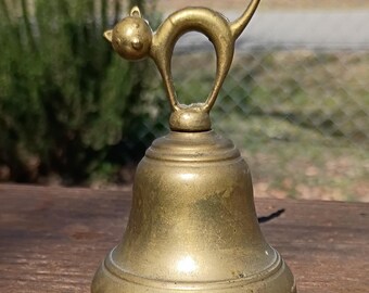 Solid Brass Cat Bell Art Deco