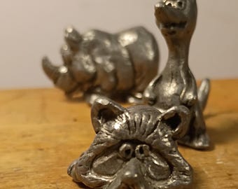 Michael Richer Pewter Animal Figurines set of 3