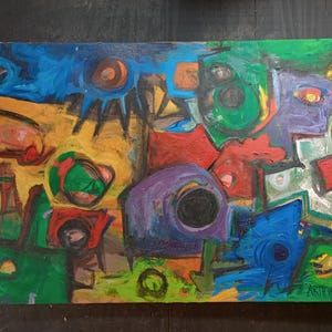 large 36x24 abstract painting oil on canvas abstract expressionism shingles