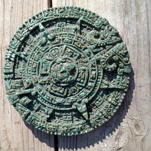 Mayan Aztec 5&quot; Calendar Crushed Malachite Turquoise material