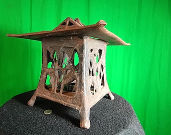 Antique Japanese Iron Cast Pagoda Lantern Tourou
