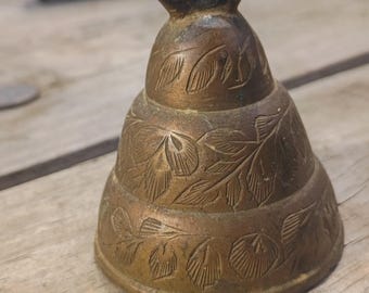 Brass Sanctuary Bell Etched Floral