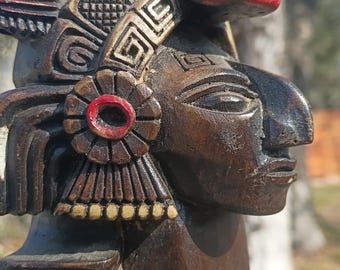 Aztec Mayan Resin Statue Jaguar Motif