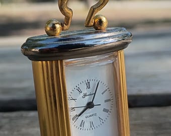 Woodford Miniature Goldtone Mantle Clock with Oblong Face