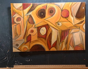 large abstract oil painting pictoglyph urban futurism Newsweek