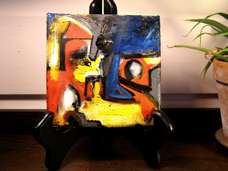 6 x 6 original abstract expressionism oil on canvas Fortress