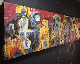 wide 48x12 abstract painting oil on canvas abstract expressionism